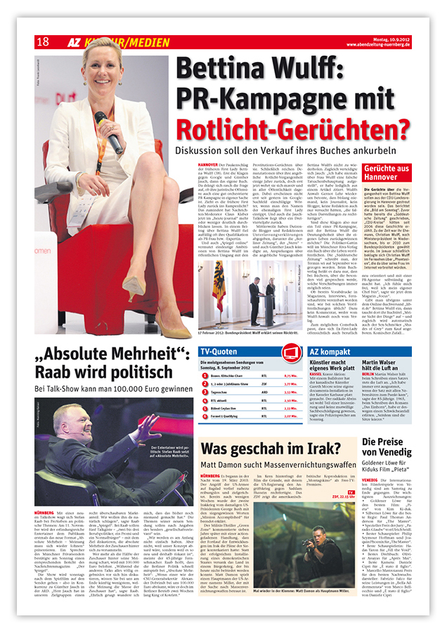 Abendzeitung Nürnberg – Referenzseite Kultur und Medien