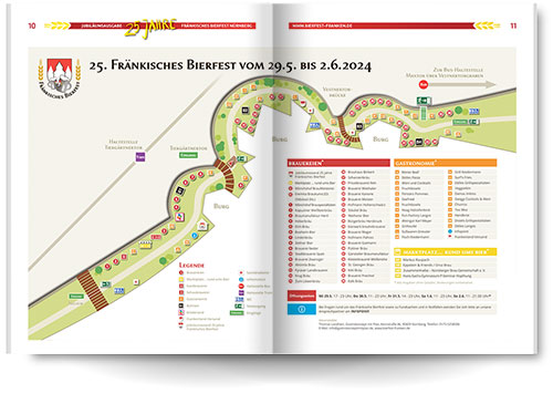Magazin Fränkisches Bierfest Doppelseite Innenteil mit Lageplan aufgeschlagen
