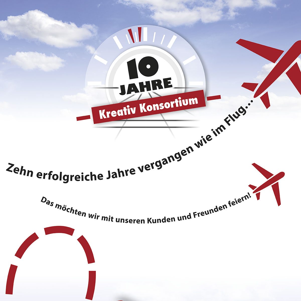 Teaser Quadrat verlinkt, Vorschau Kreativ Konsortium – Poster Kreuzbruchfalz Postmailing, 10-jähriges Jubiläum